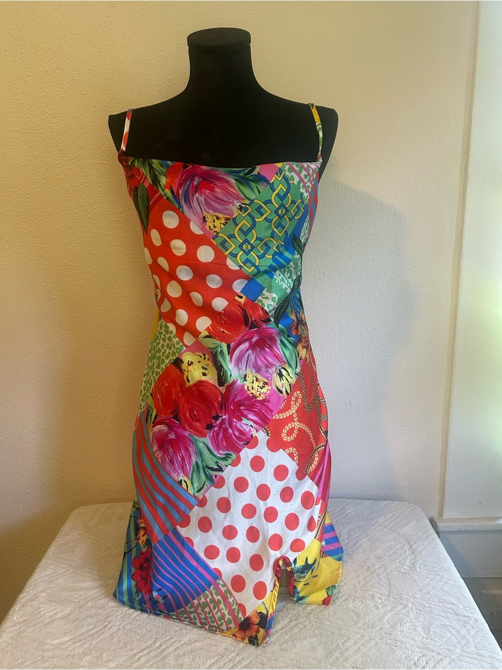 RARE-  Incredible Mixed-Print Slip Dress